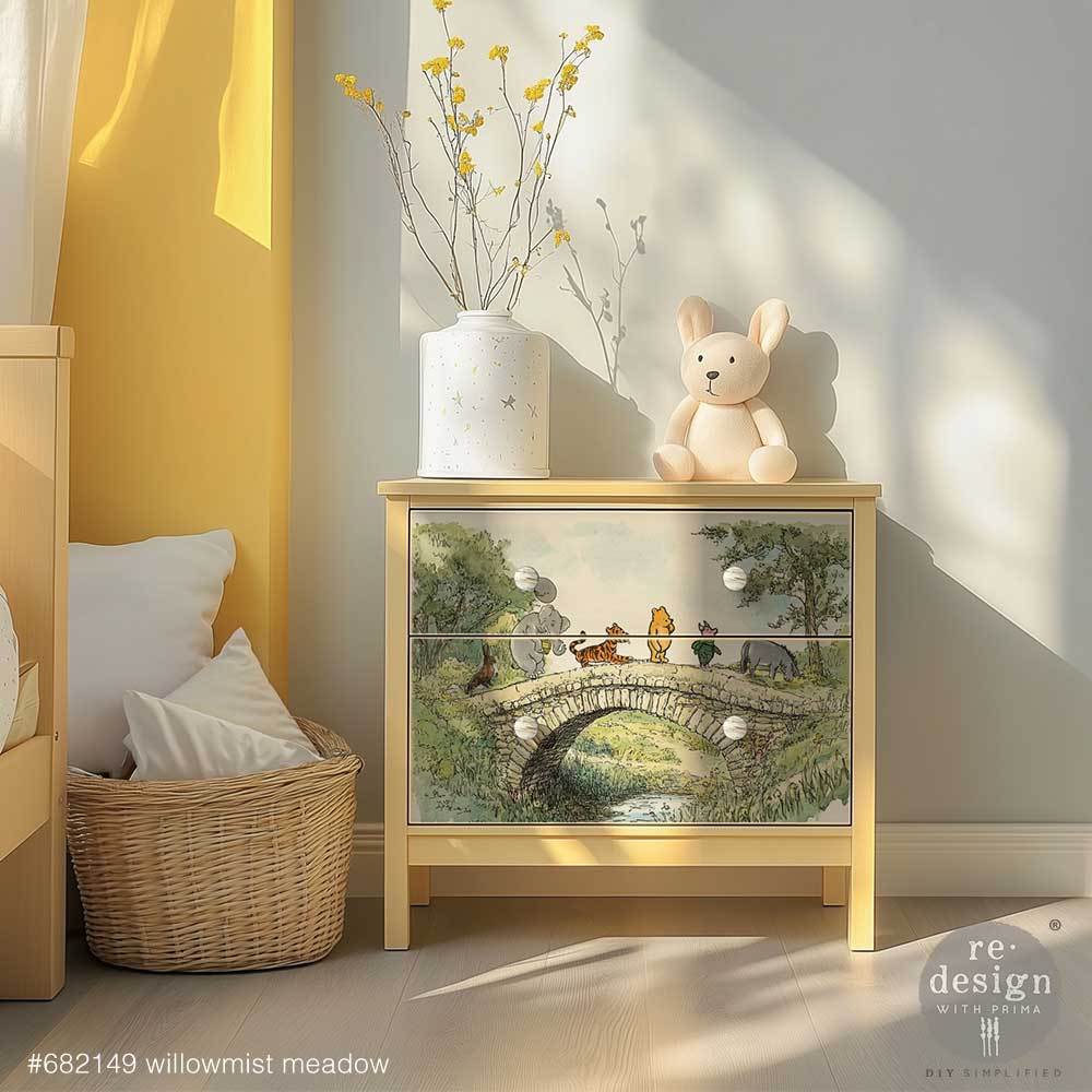 Willowmist Meadow Pooh Bear A3 Fiber Decoupage Paper