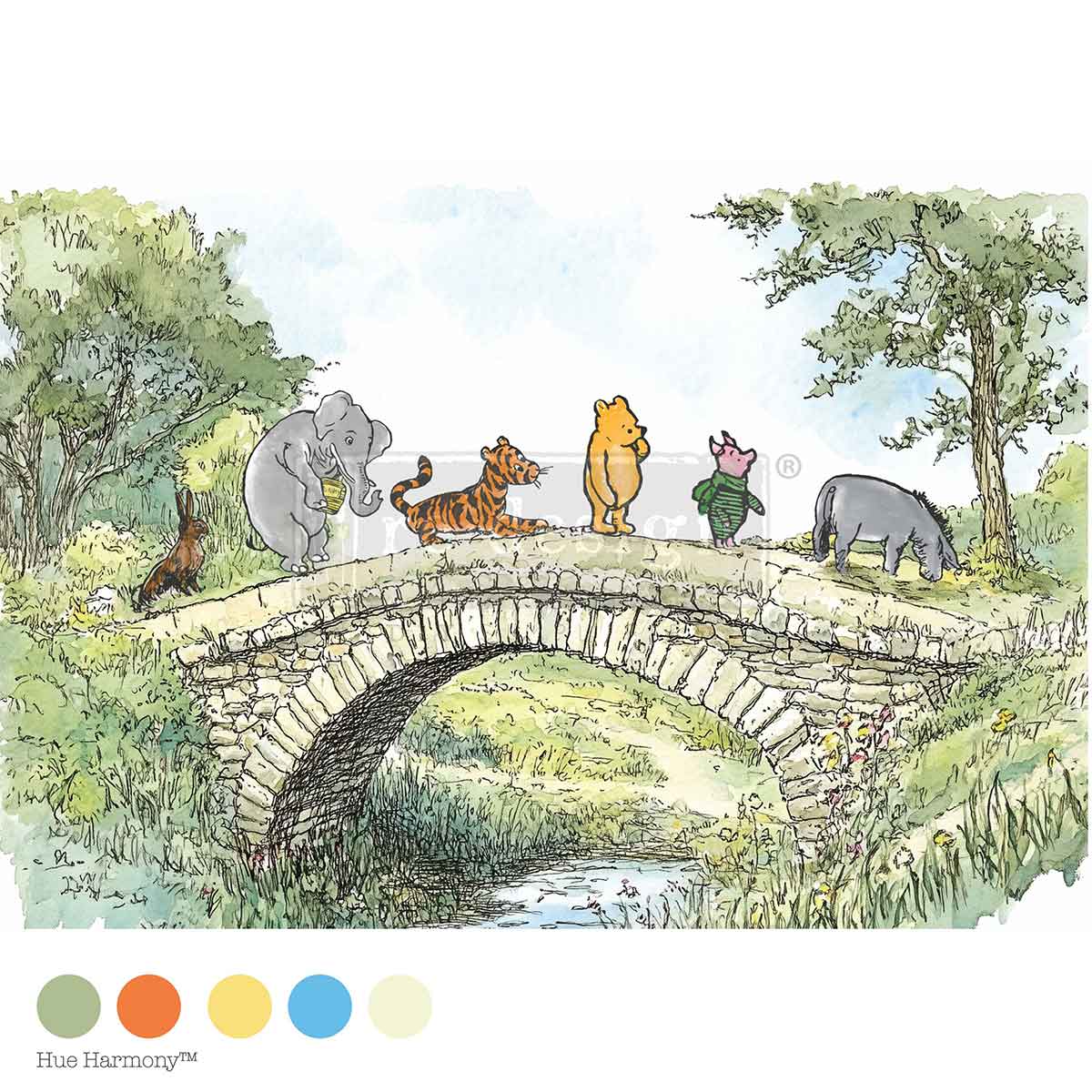 Willowmist Meadow Pooh Bear A3 Fiber Decoupage Paper