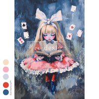 A Royal Flush of Thought A2 Fiber Decoupage Paper alice wonderland