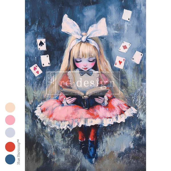 A Royal Flush of Thought A2 Fiber Decoupage Paper alice wonderland