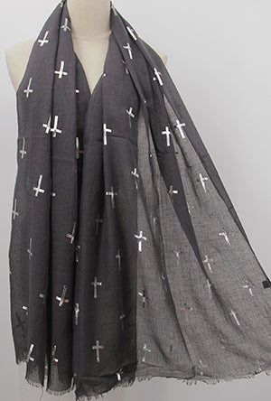 The Villa Collection I Charcoal Demi Cross Scarf