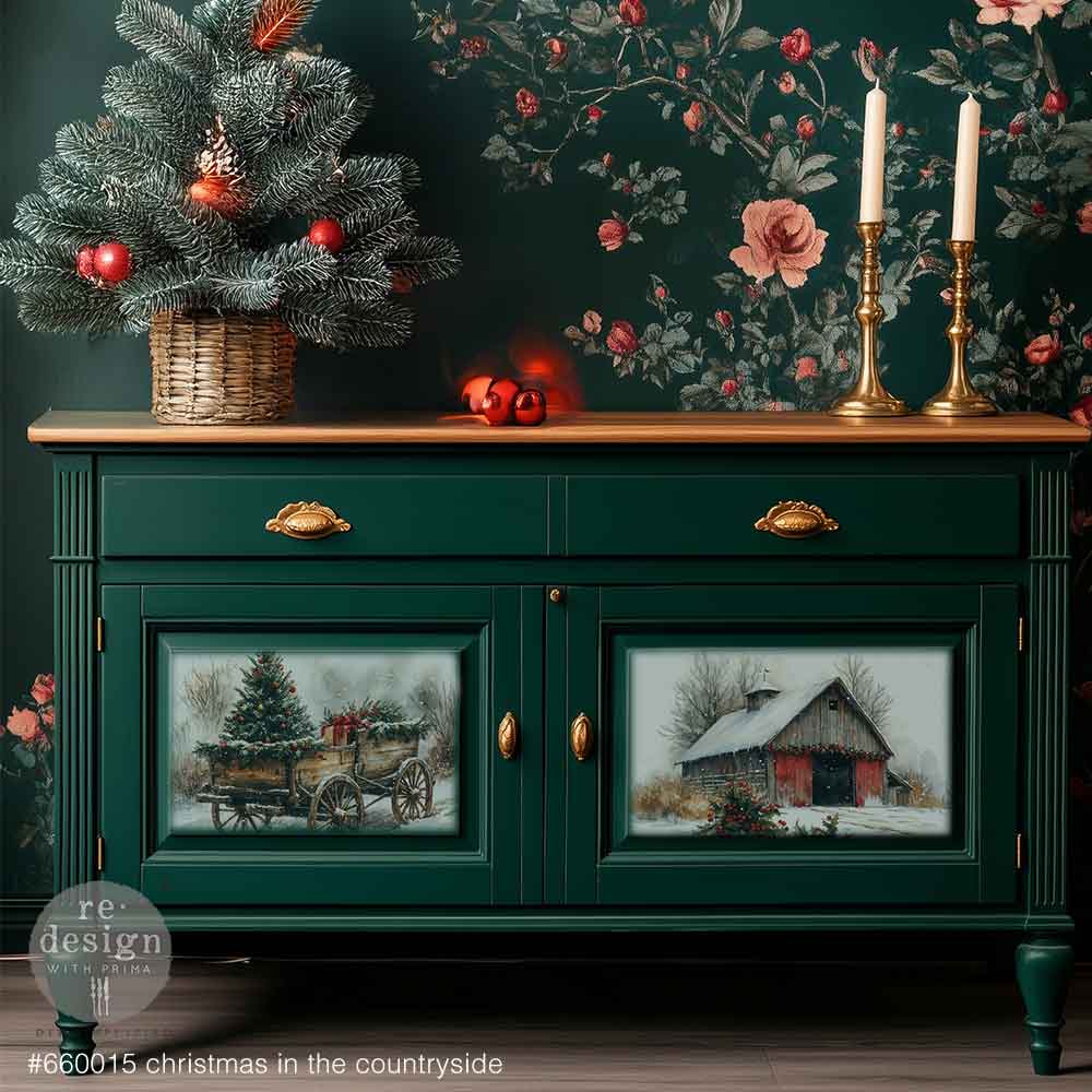 Christmas in the Countryside A3 Fiber Decoupage Paper 3 sheets