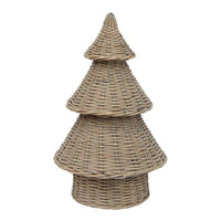 Wicker Christmas tree decoration on a white background
