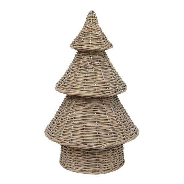 Wicker Christmas tree decoration on a white background