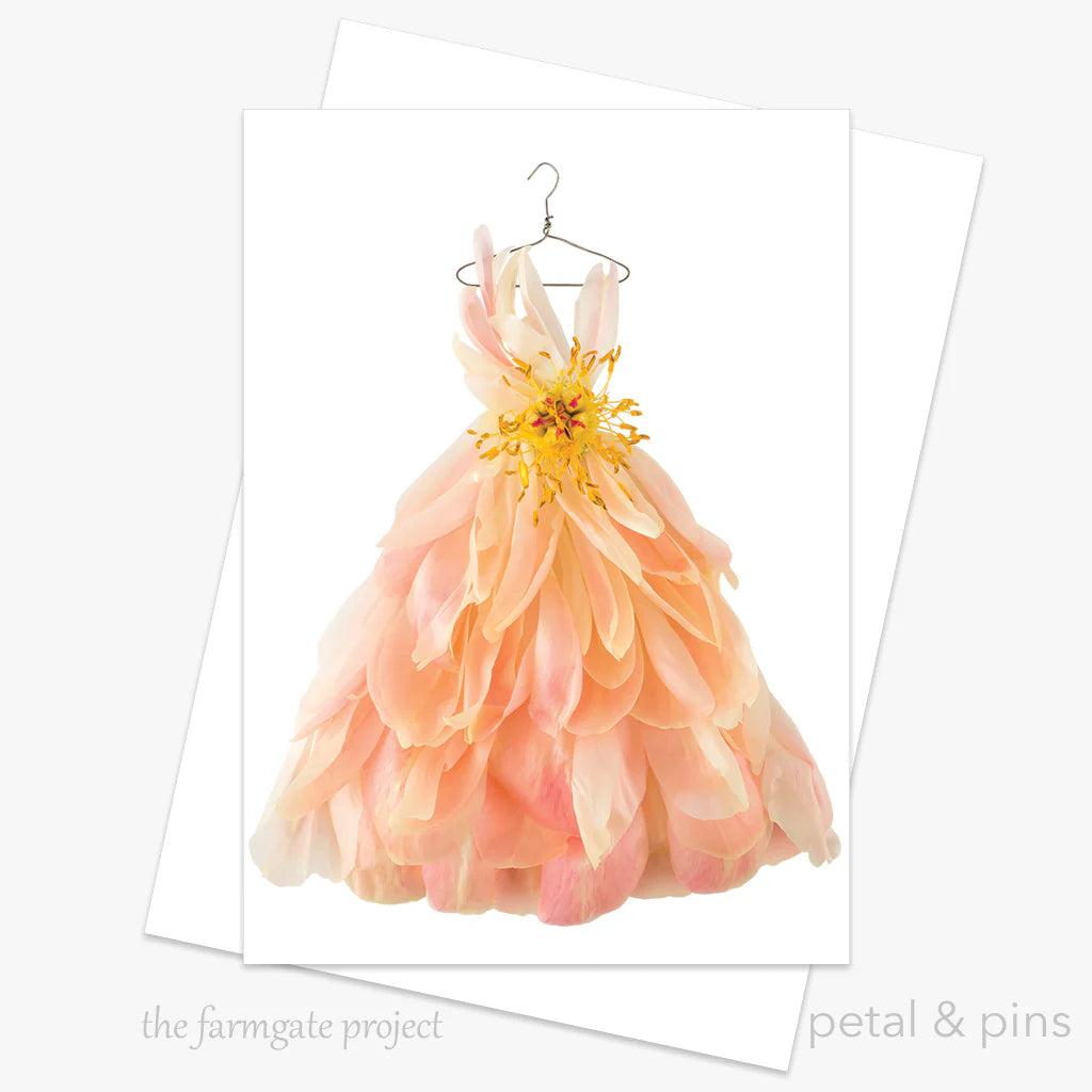 Greeting Card Coral Peony Waltz Dress