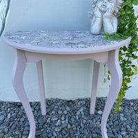 Simple Demi Lune table in Toile and Izabellars Room
