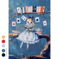 Elevated Etiquette A2 Fiber Decoupage Paper 1 sheet alice woderland
