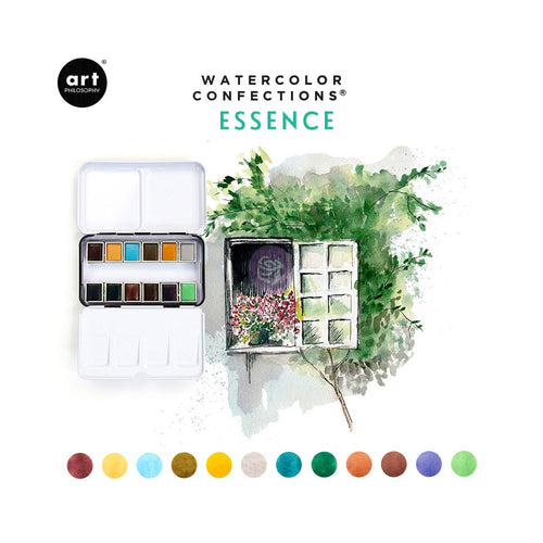 Watercolor set with a window and floral design on a white background, featuring the Art Philosophy brand.