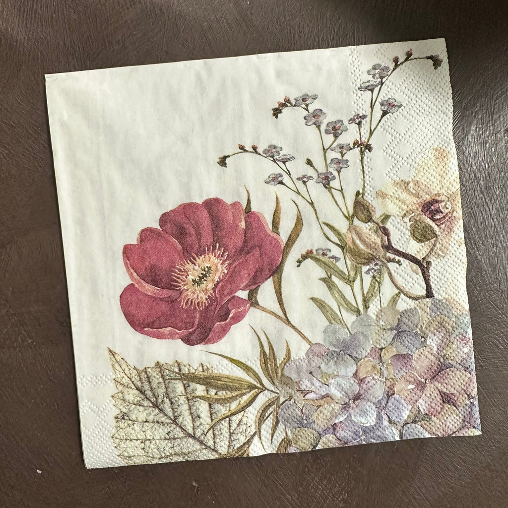 Belles Fleur Cream Napkin for Decoupage