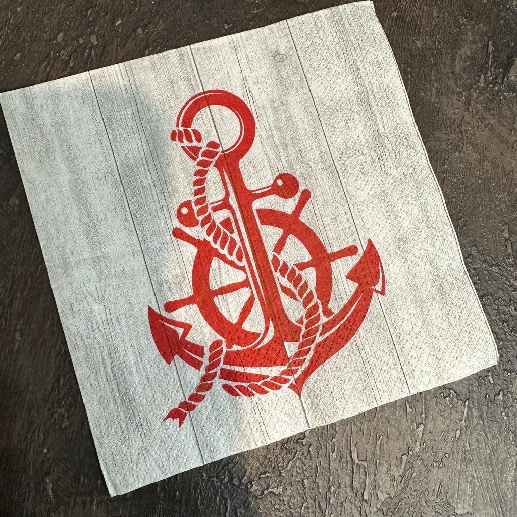Red Anchor Napkin for Decoupage