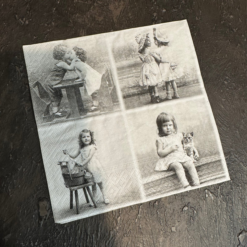 Vintage Children Cards Napkin for Decoupage