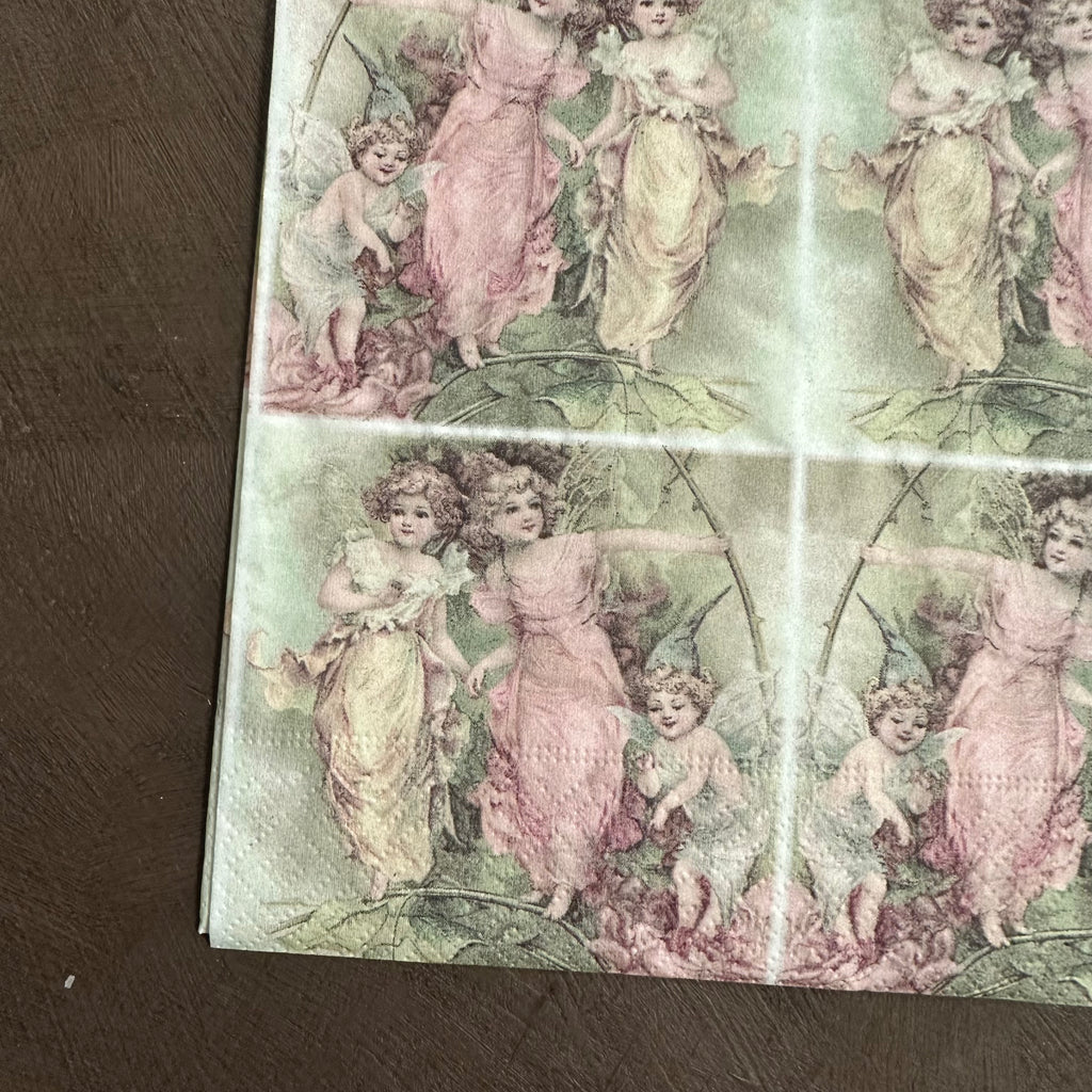 Vintage Garden Fairy Cards Napkin for Decoupage 