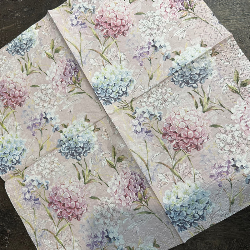 Lilac Pink Hydrangea Napkin for Decoupage