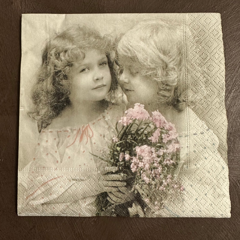 Girls with Flowers Napkin for Decoupage