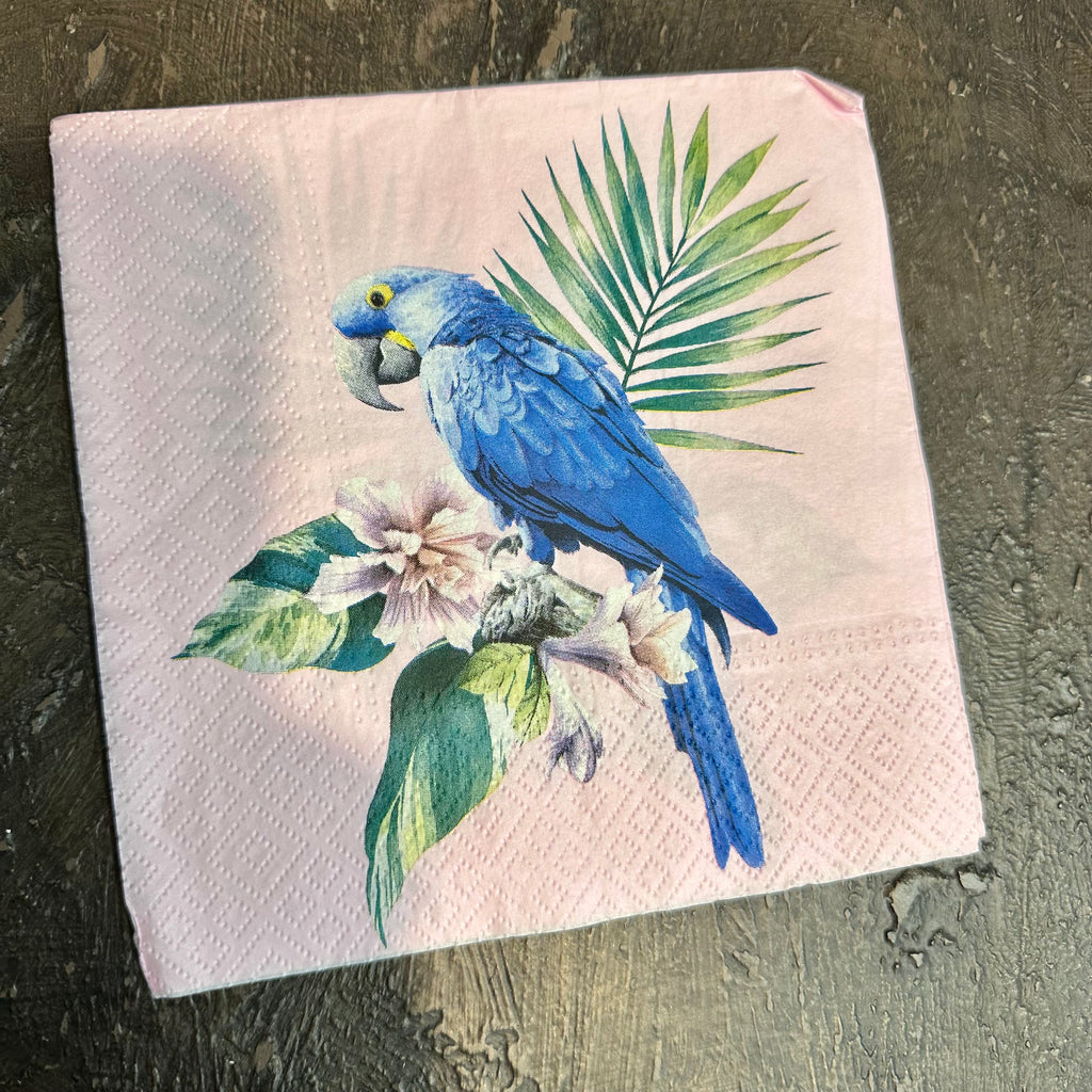 Blue Parrot Napkin for Decoupage