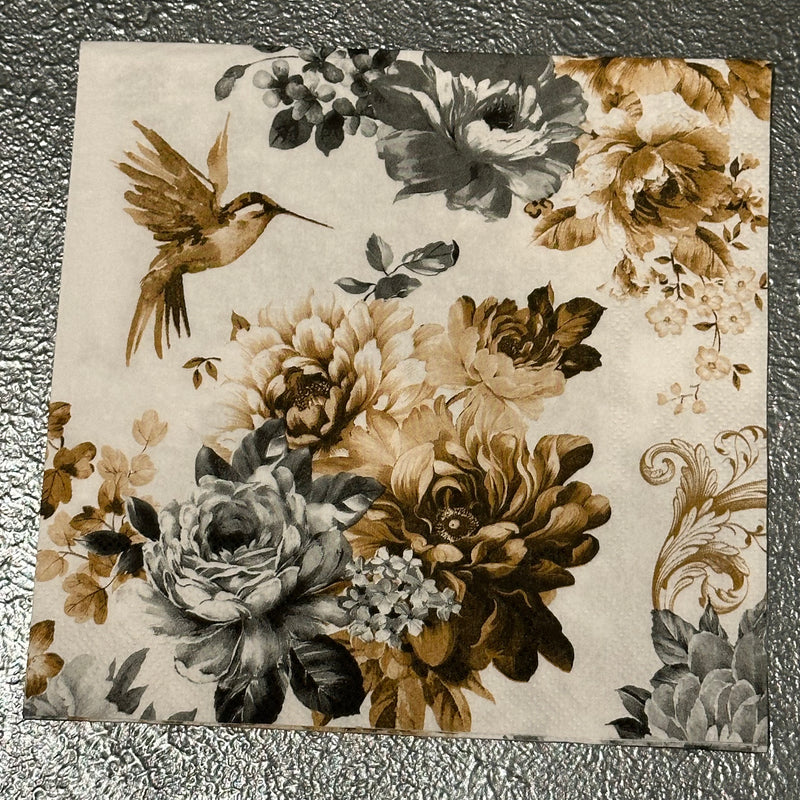 Hummingbird Gardenia Napkin for Decoupage