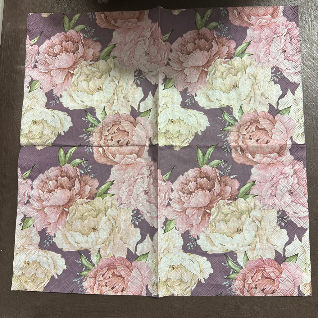 Peonies on Lilac background Napkin for Decoupage