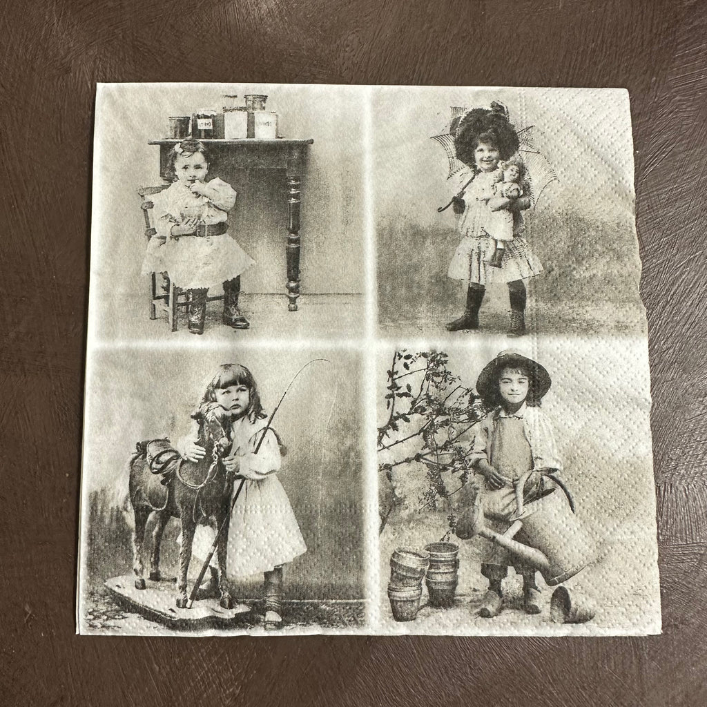 Vintage Children with toys Napkin for Decoupage