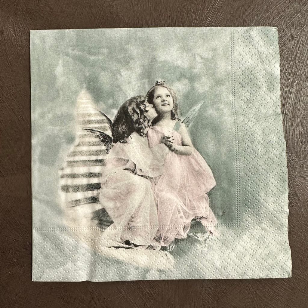Pink Angels and stairs Napkin for Decoupage 