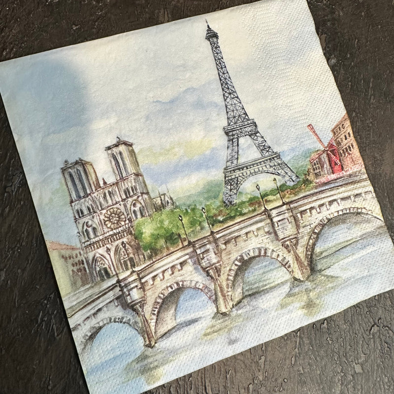 Paris Watercolour Napkin for Decoupage