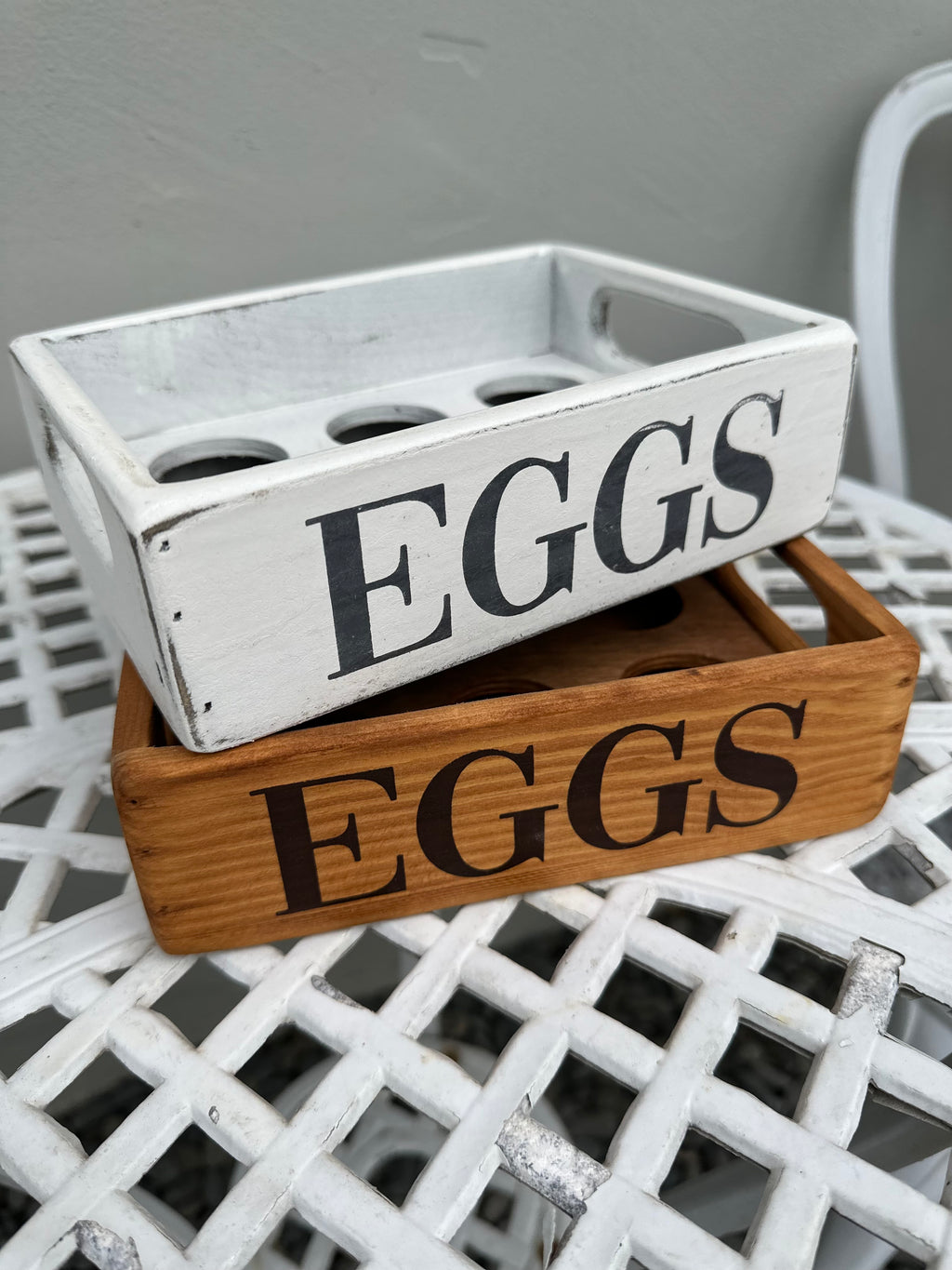 Egg tray Wooden small White