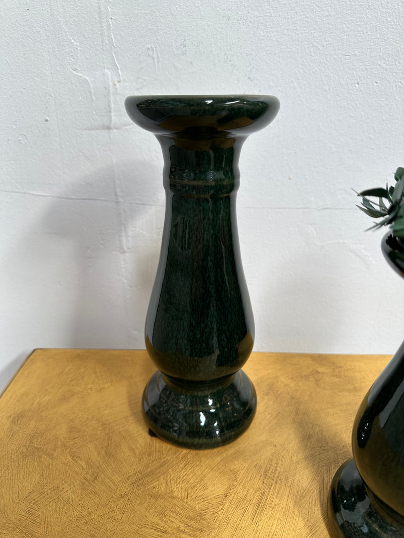 Jade ceramic candlesticks two sizes