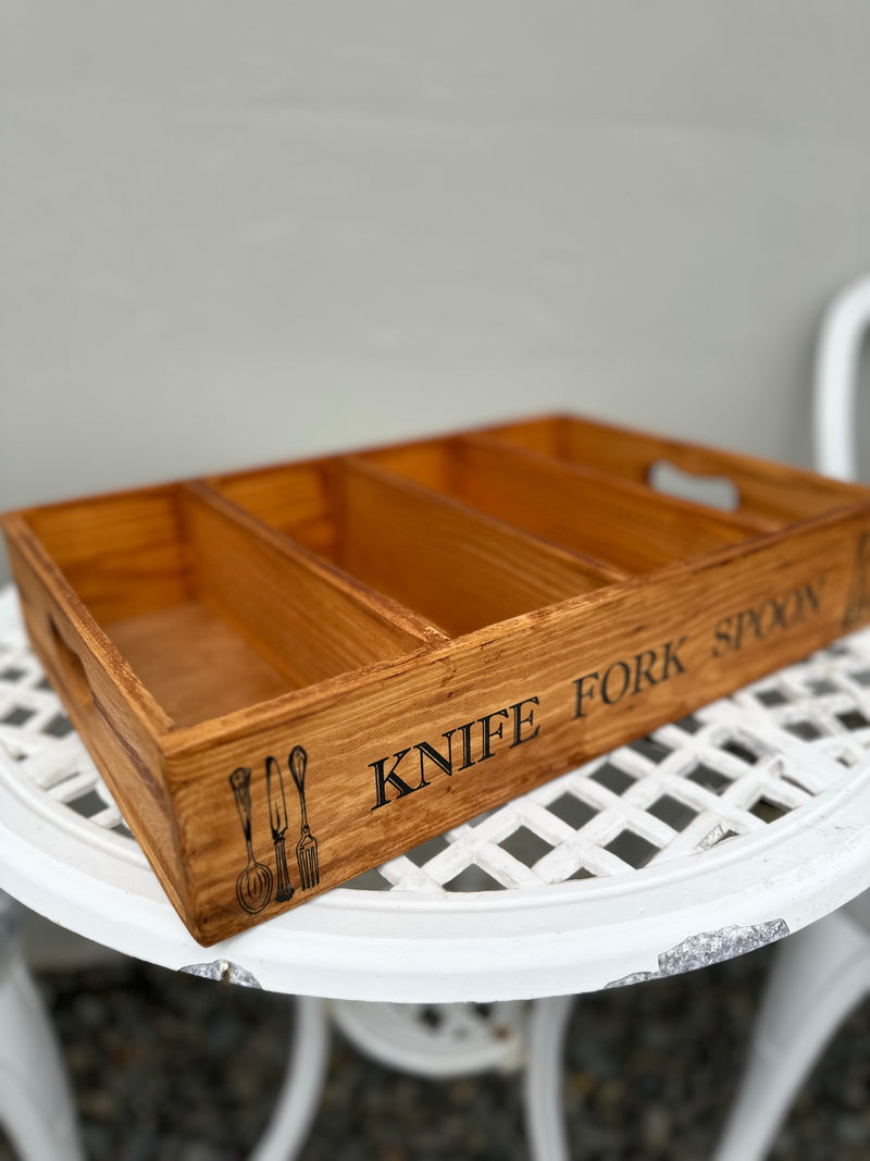 Cutlery Wooden Tray Box Natural 