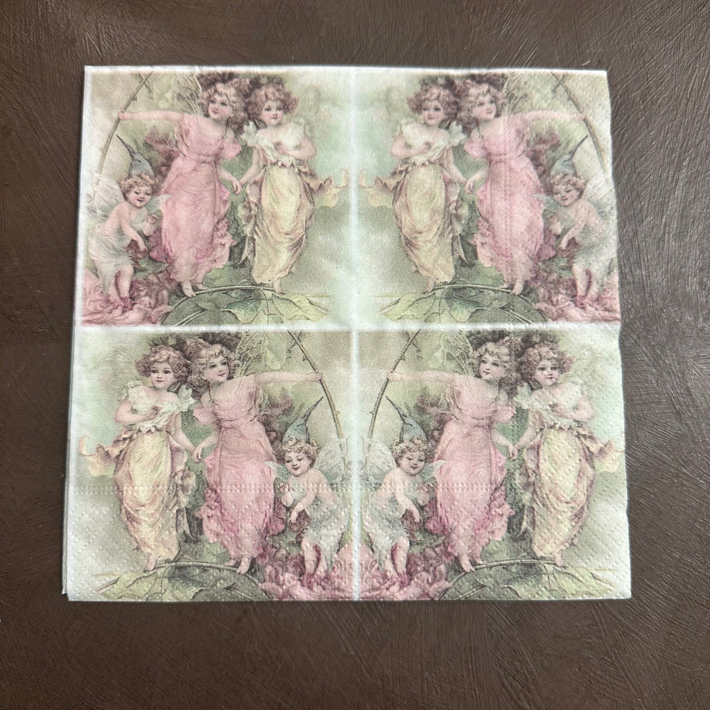 Vintage Garden Fairy Cards Napkin for Decoupage 