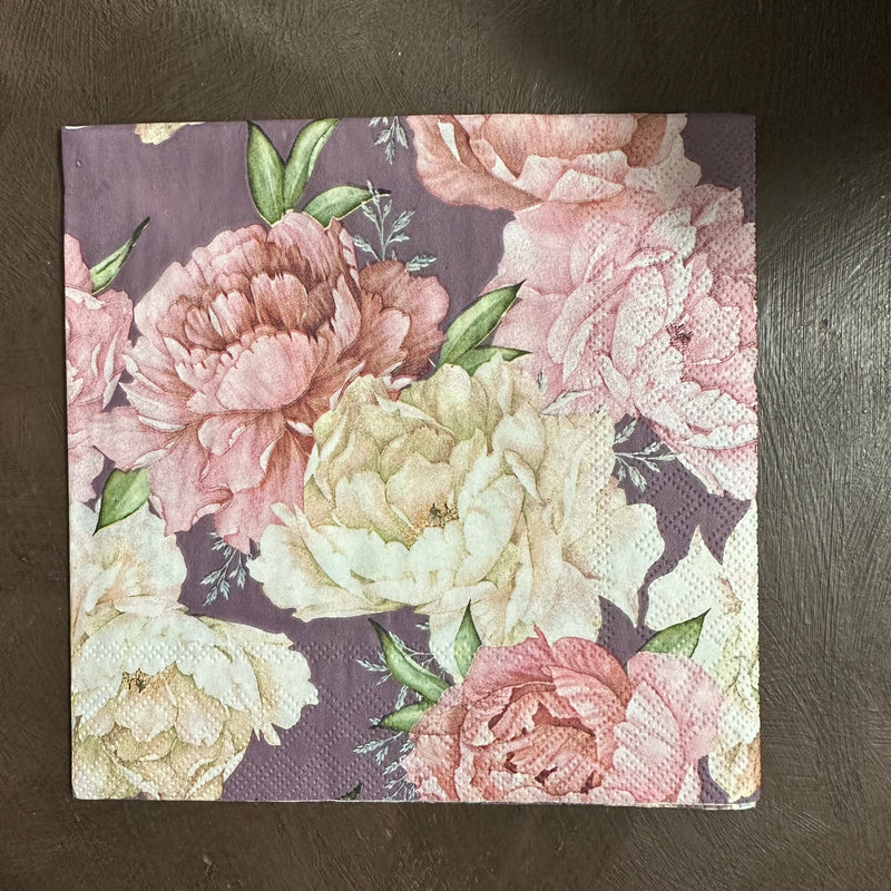 Peonies on Lilac background Napkin for Decoupage