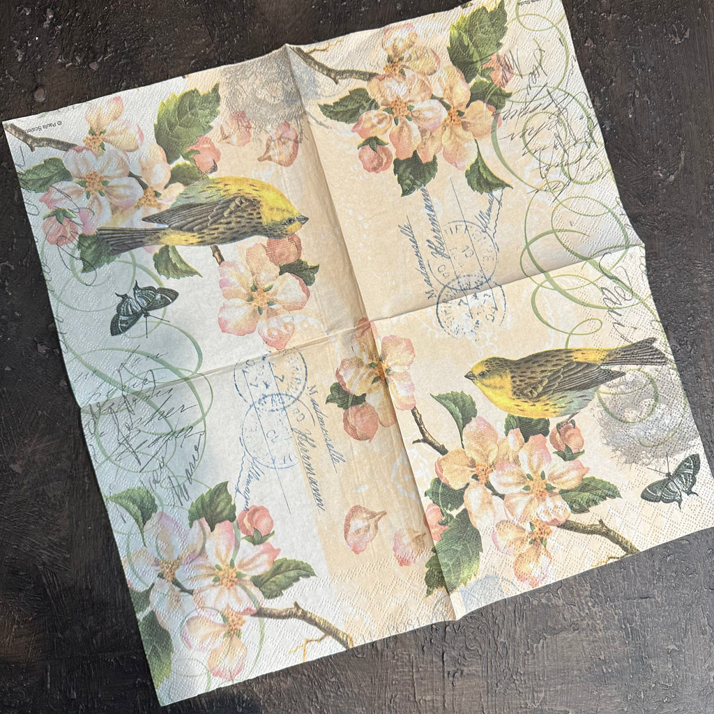 Blossom Bird Postal Napkin for Decoupage