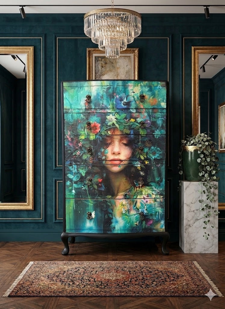 Lila II Botanical woman Decoupage paper
