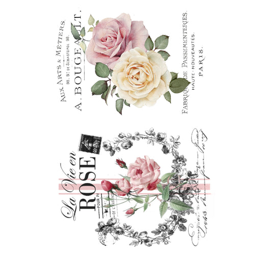 Mixed floral & script 2 White Cloud Transfer