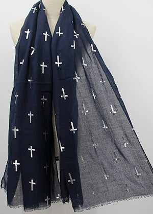 The Villa Collection I Navy Demi Cross Scarf