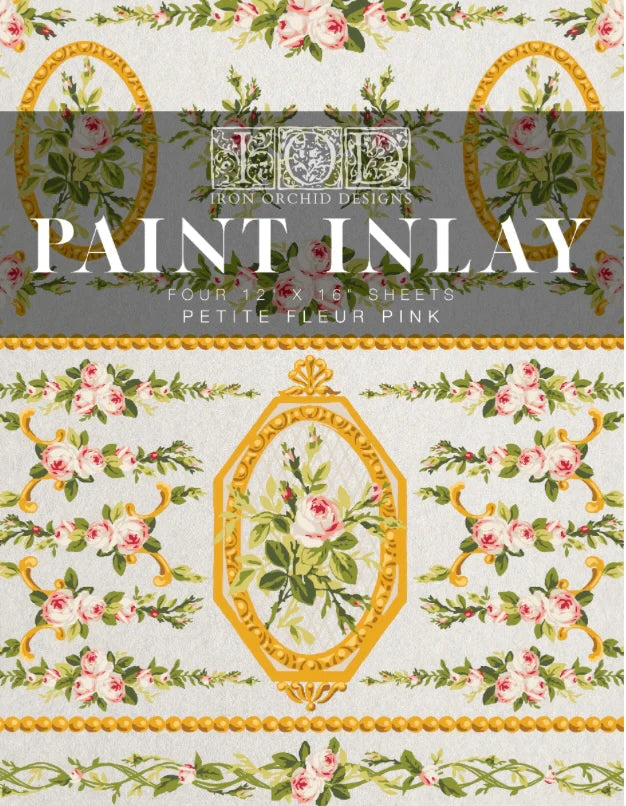 Petite Fleur Pink IOD Paint Inlay 4 sheets Limited Edition