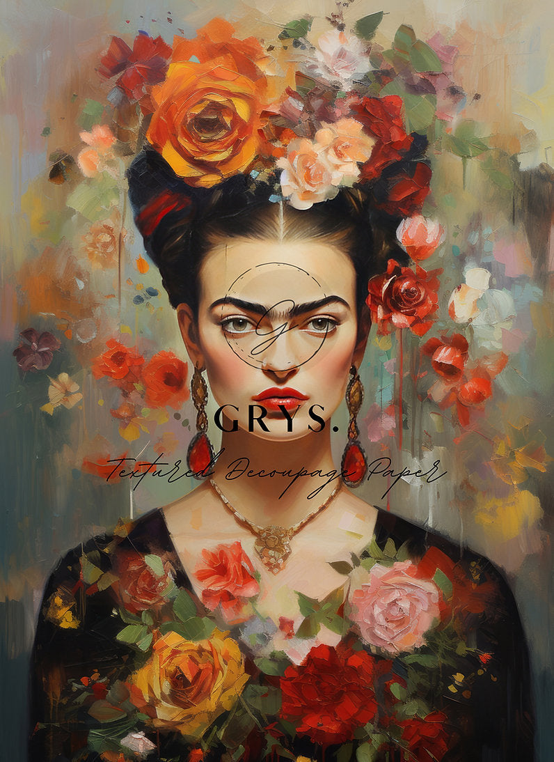 Red Frida Paper for Decoupage A1
