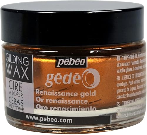 Jar of Gilding Wax with Pebeo branding on a black background French Gilding Wax Renaissance Gold