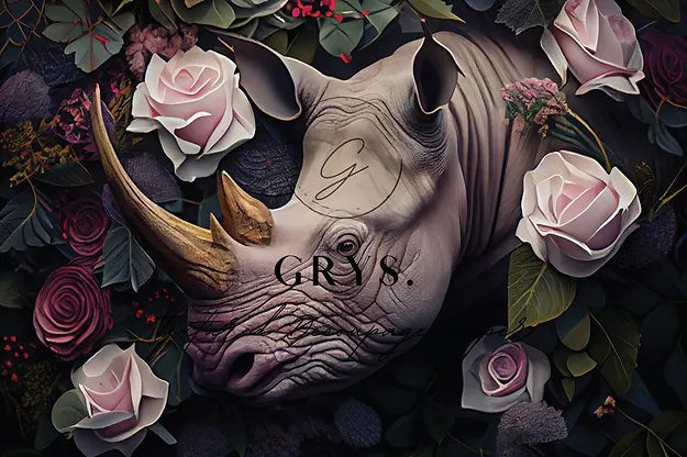 Rhino & Roses Paper for Decoupage A3