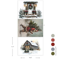 Santa's Woodland Stroll A3 Fiber Decoupage Paper 3 sheets