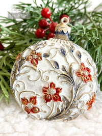 Decorative Christmas ornament with floral patterns and red berries on a green leaf background Shimmering Holiday Ornaments Mould by Redesign with Prima