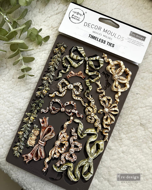 Decorative mold set with 'Timeless Ties' design on a textured surface Timeless Ties Mould by Redesign with Prima