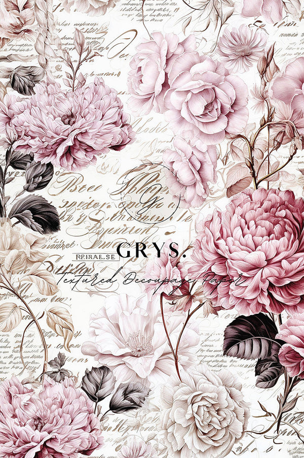 Vintage Floral in Pink Paper for Decoupage A1