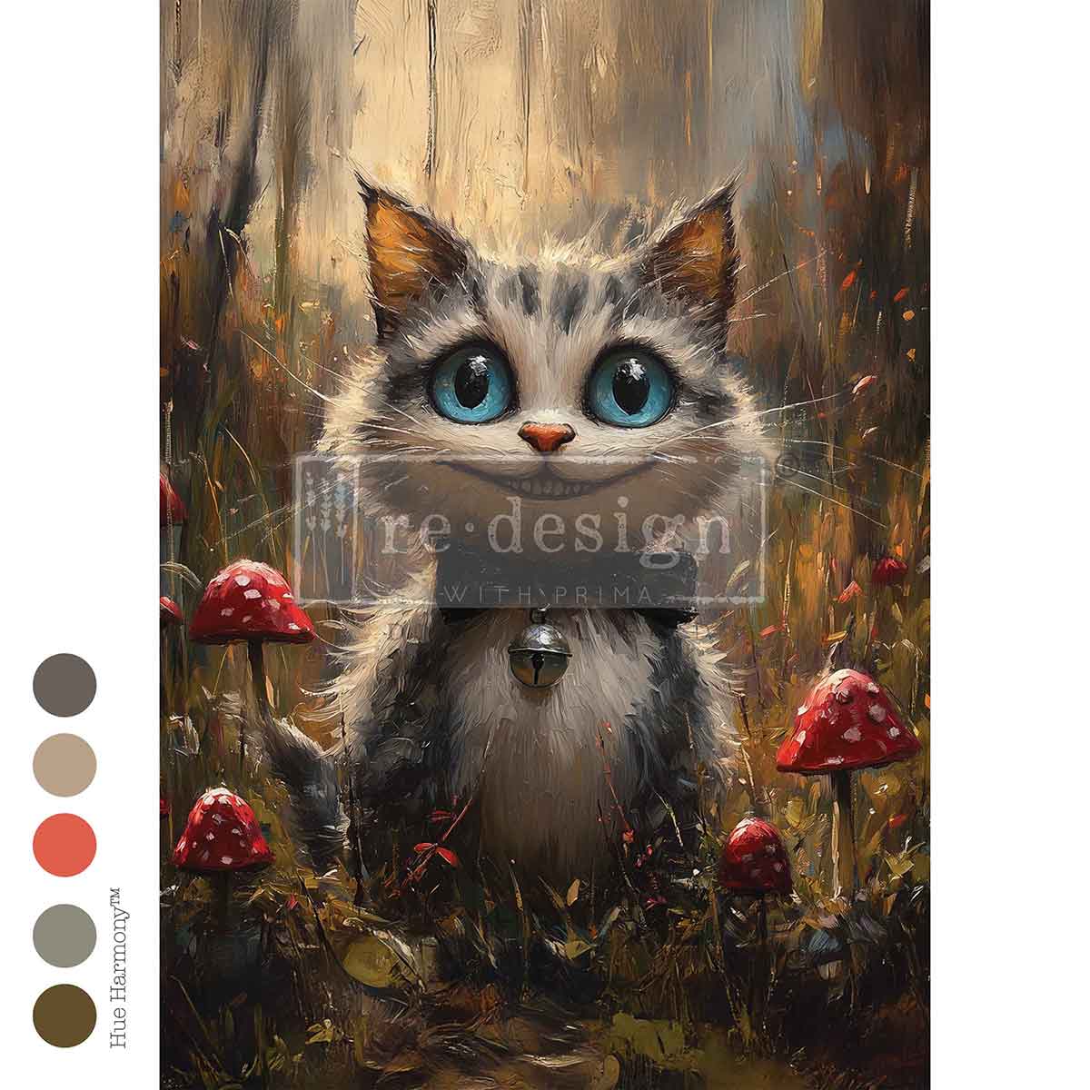 Whiskers of Wit A3 Fiber Decoupage Paper  alice wonderland chesire