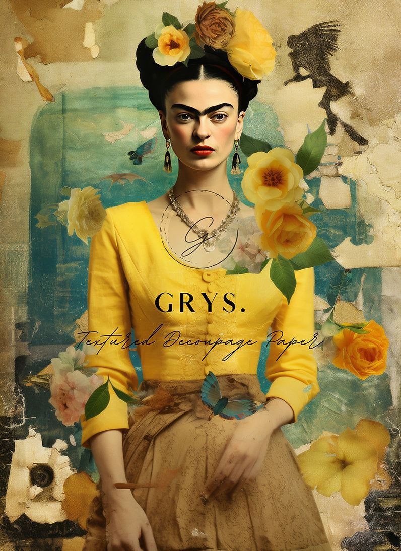 Yellow Frida Paper for Decoupage A3