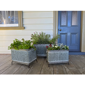 Footed Planter Zinc Rectangle 