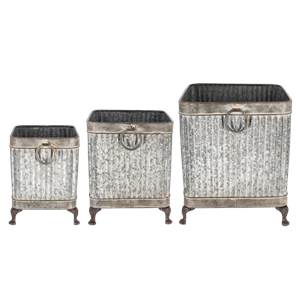 Square Footed Metal Planter Pots COLLECT ONLY