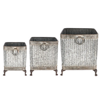 Square Footed Metal Planter Pots COLLECT ONLY