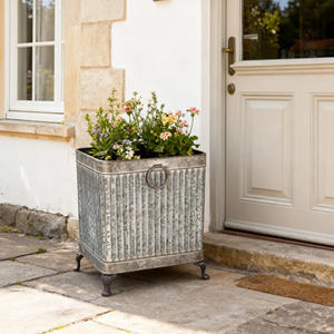 Square Footed Metal Planter Pots COLLECT ONLY