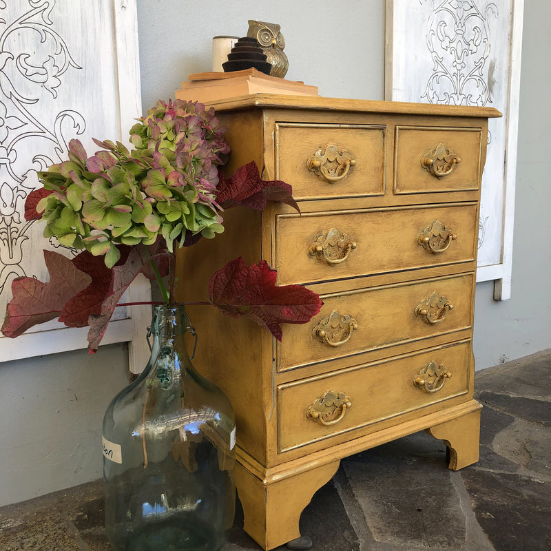 Country Mustard Rustic Side Table | Paint Me Vintage