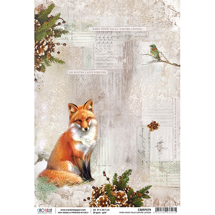 Fox Snow Rice Paper for Decoupage A4