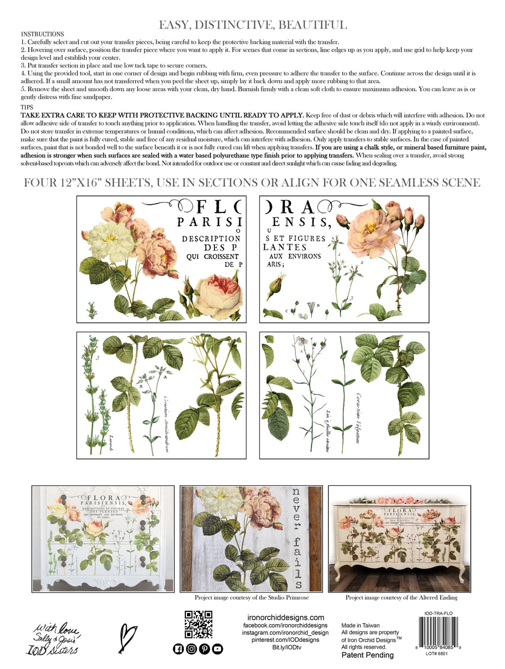 Floral Parisiensis IOD Transfer I 4 sheets